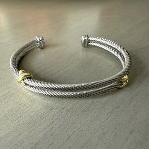 Twisted Silver and Gold Women's Cuff Bracelet
